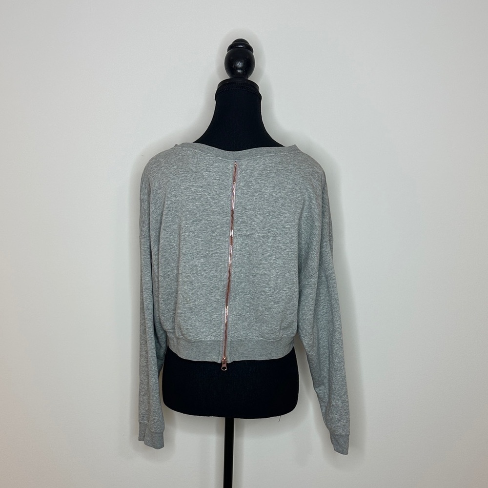 [WOMEN] Nike Air Grey Crop Top Hoodie with Logo | Zipper Back Sweatshirt S - Picture 2 of 11